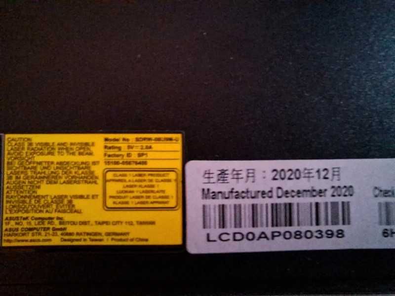 Napęd ASUS dvd, interfejs usb c i a