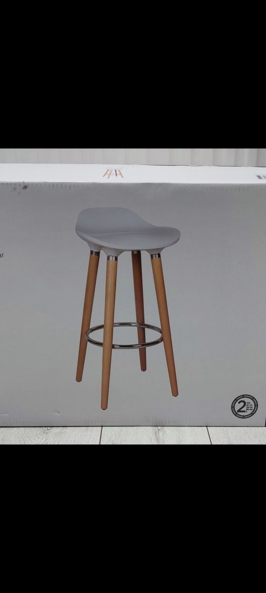 NOWY stołek barowy hoker krzesło biały drewno  komplet 2 sztuki