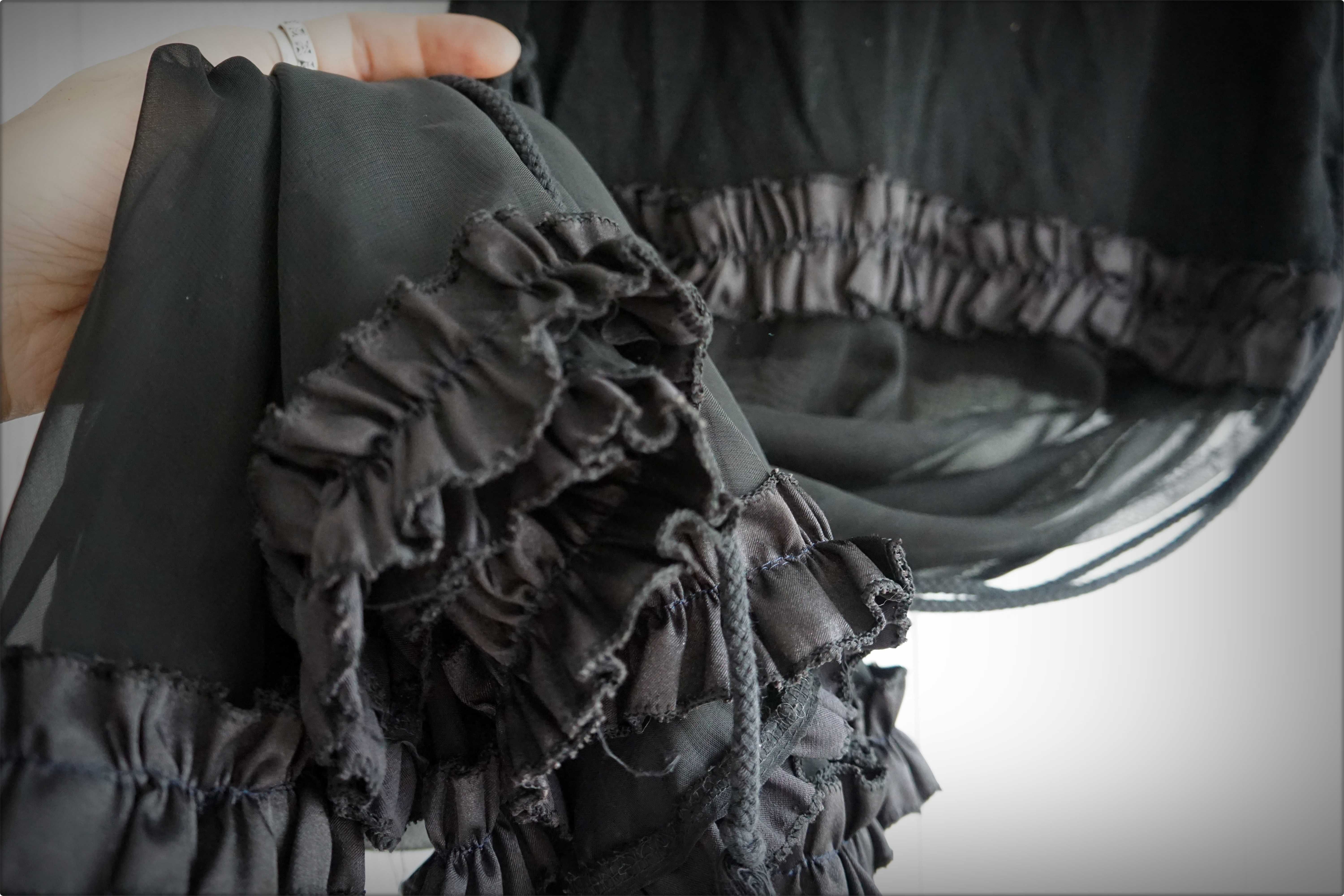 Spódnica maksi czarna z szyfonem handmade S M