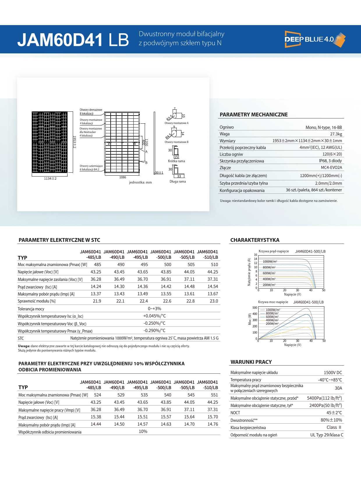 Panel 500W fotowoltaiczny full black bifacial  wysyłka za pobraniem
