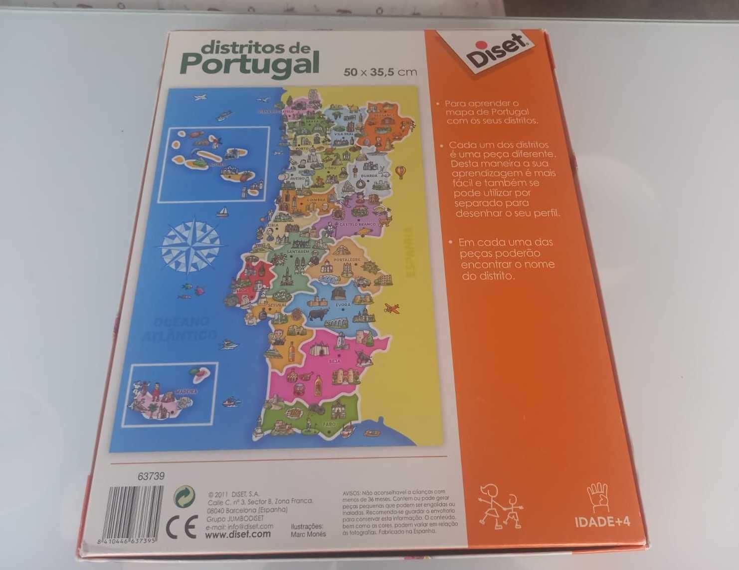 Puzzle Distritos de Portugal | Diset | 120 Peças | +4 anos