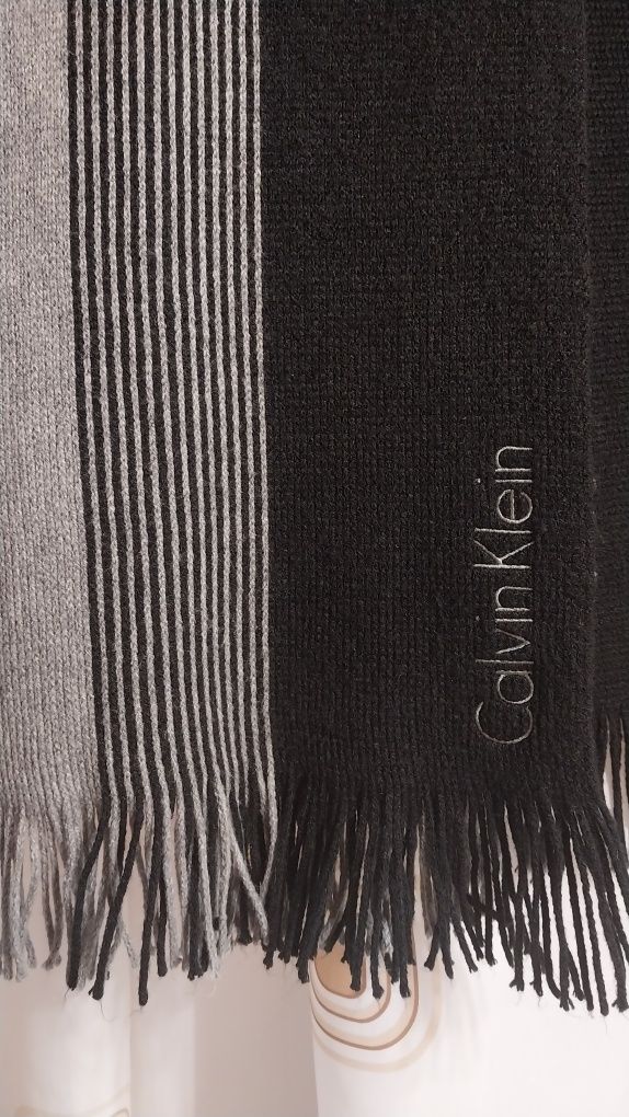 USA Шарф Calvin Klein Черный Серый Мужской Женский Шаль Платок Шарфик