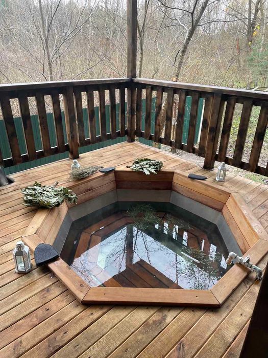 Здаю новий двохпов. зруб з каміном на 12чол.(баня та чан) ліс, Десна