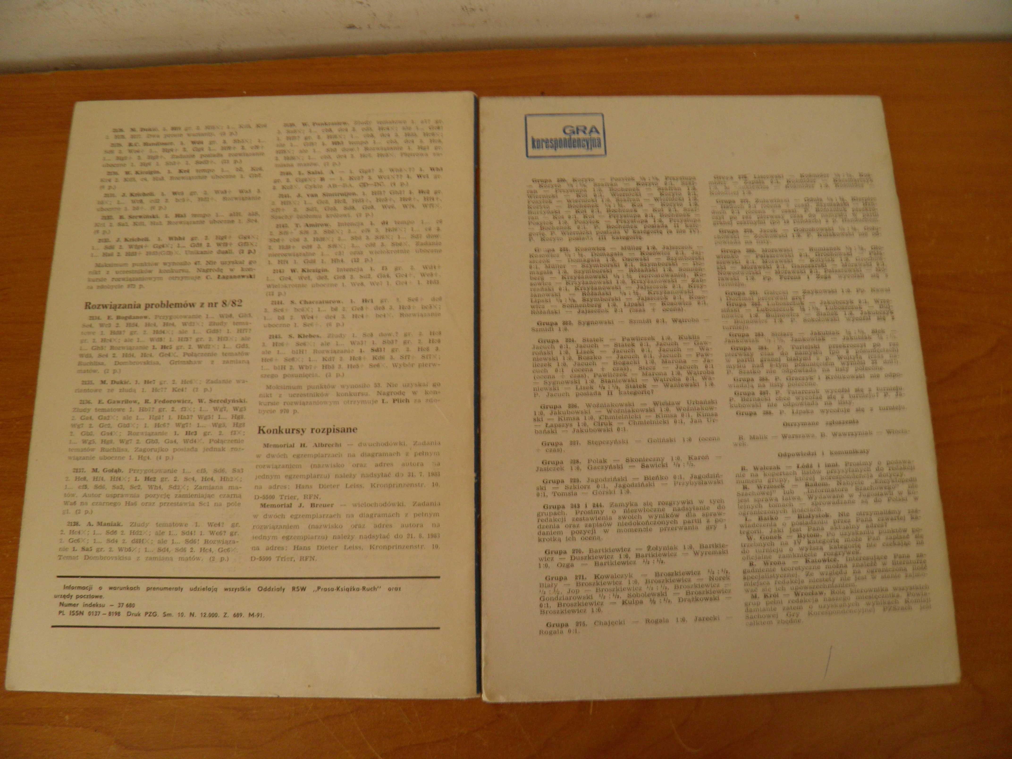 Szachy miesięcznik 1 i 5 1983