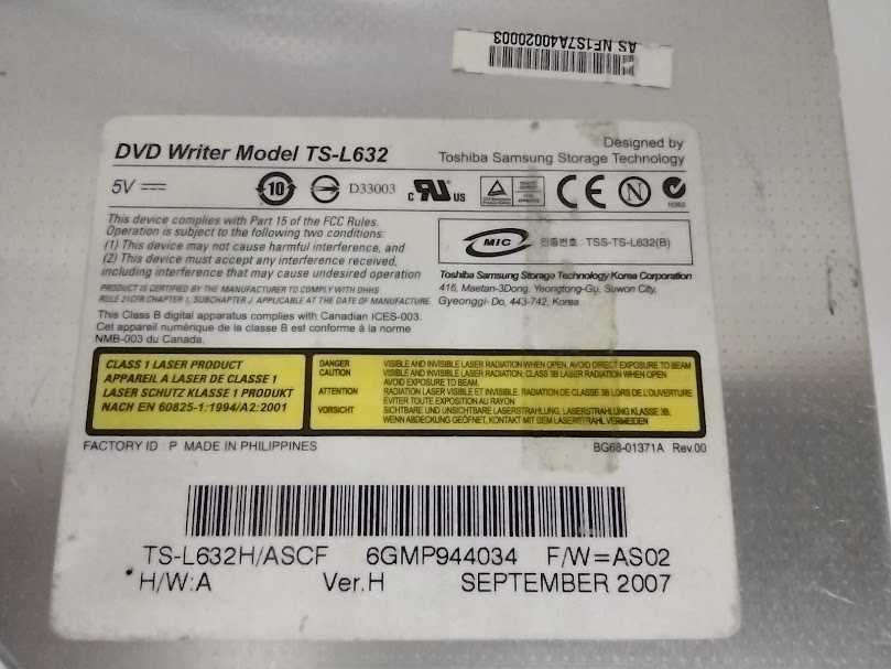 napęd nagrywarka DVD-RW TOSHIBA TS-L632 IDE ATA do HP