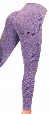 Fioletowe legginsy leginsy siłownia fitness XS 34