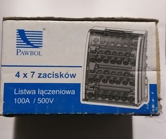 Listwa laczeniowa 4x7 zaciskow 100A/500V