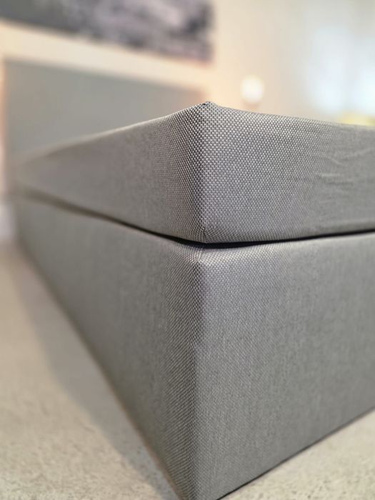 Łóżko kontynentalne szare 140x200 z materacem | Transport GRATIS