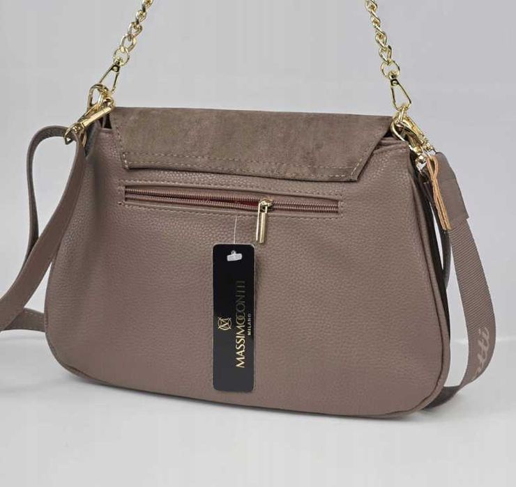 Torebka MASSIMO CONTTI raportówka listonoszka kolor Écru eko zamsz