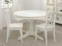 stół rozkładany biały INGATORP i 4 krzesła