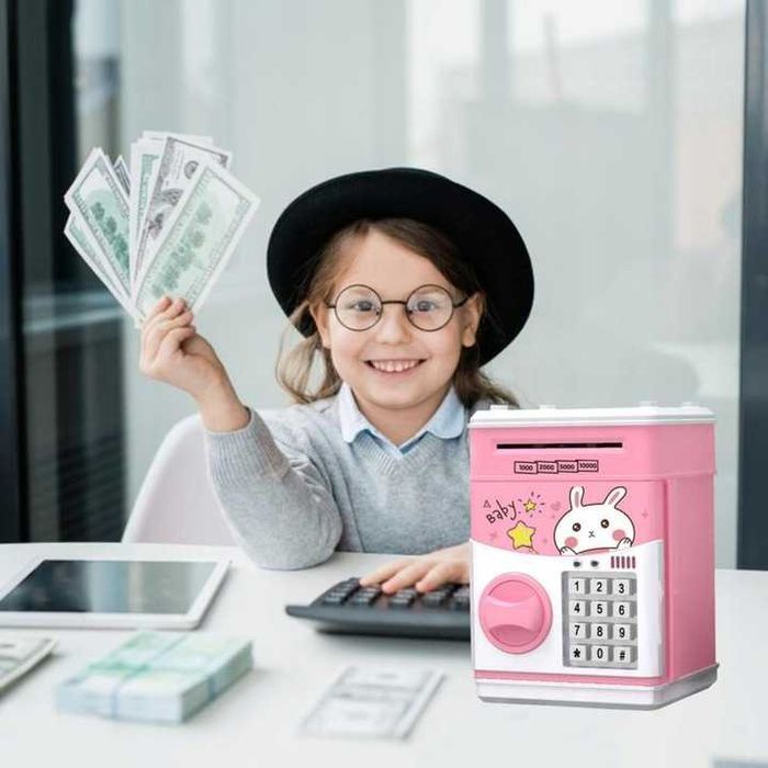 Sejf Skarbonka Bankomat Dla Dzieci Dziecka Duża Elektroniczna Różowa