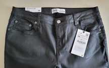 Zara czarne spodnie w stylu skóry moto boho nowe z metką skinny 36