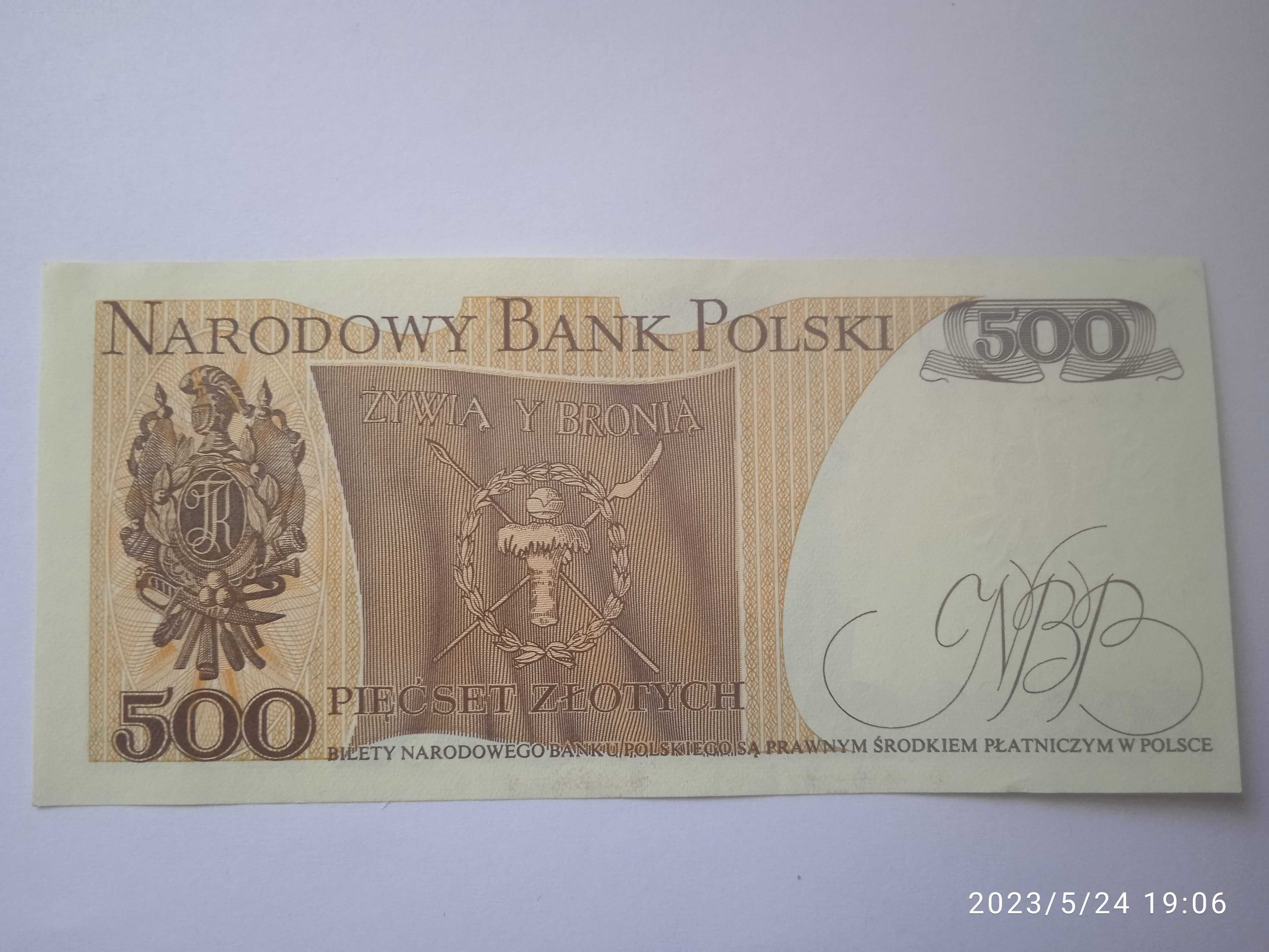 Banknot prl 500 zł