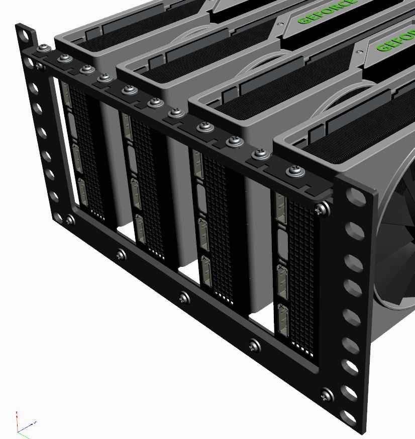 R-CASE - GPU Holder 10". Ramka montażowa GPU do szafy rack 10 cali.