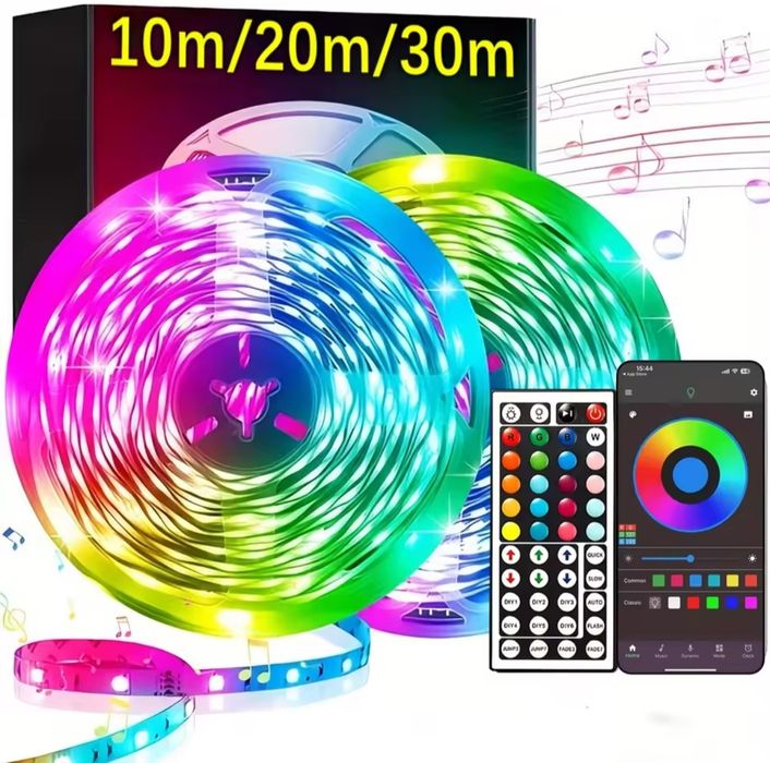10 м. Лед стрічка  + Пульт + Управляється з телефона.