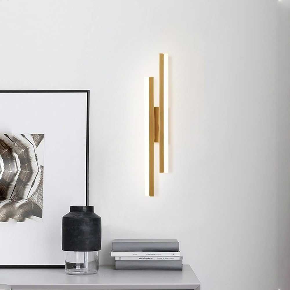 Złoty kinkiet liniowy LED lampa ścienna 18w