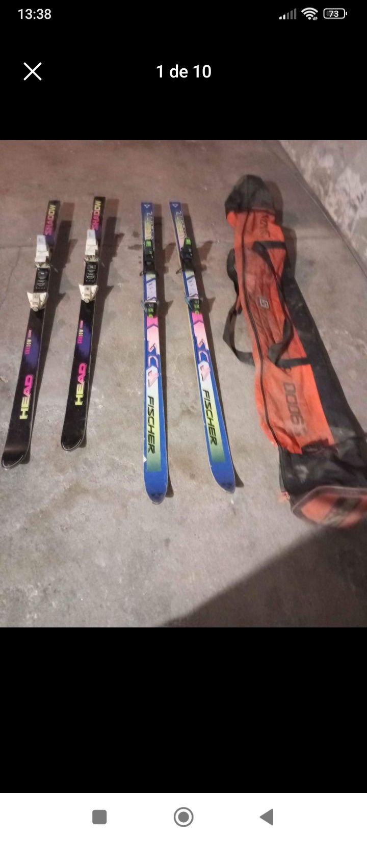 Ski em carbono de neve  dois pares com saco de transporte tudo  100 €