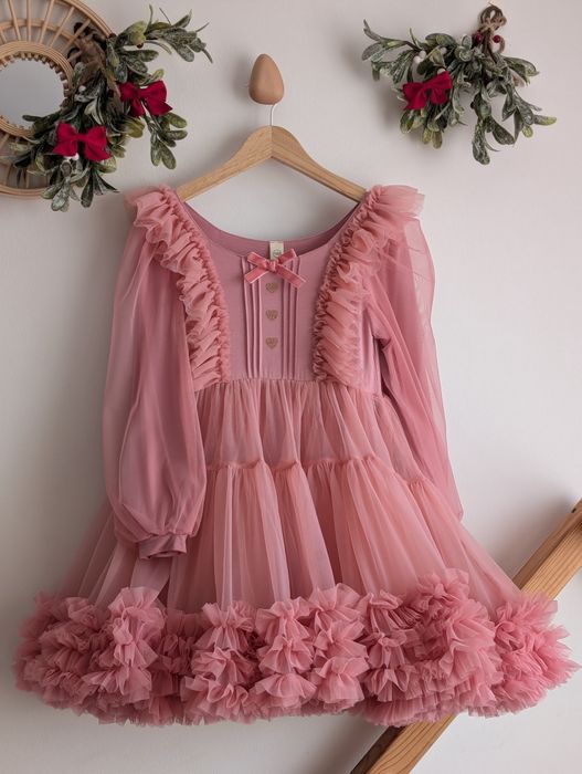 Różowa sukienka 116/120 świąteczna wesele urodziny księżniczka