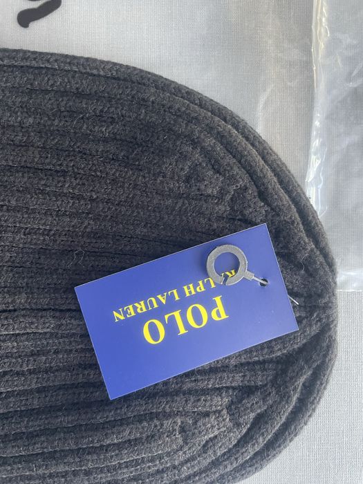 Czarna Ciepła czapka jesienno zimowa Ralph Lauren Polo