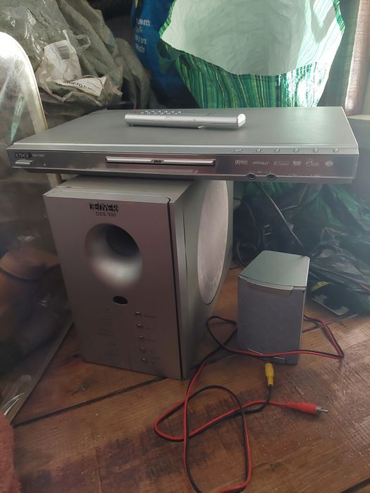 DVD e colunas de som
