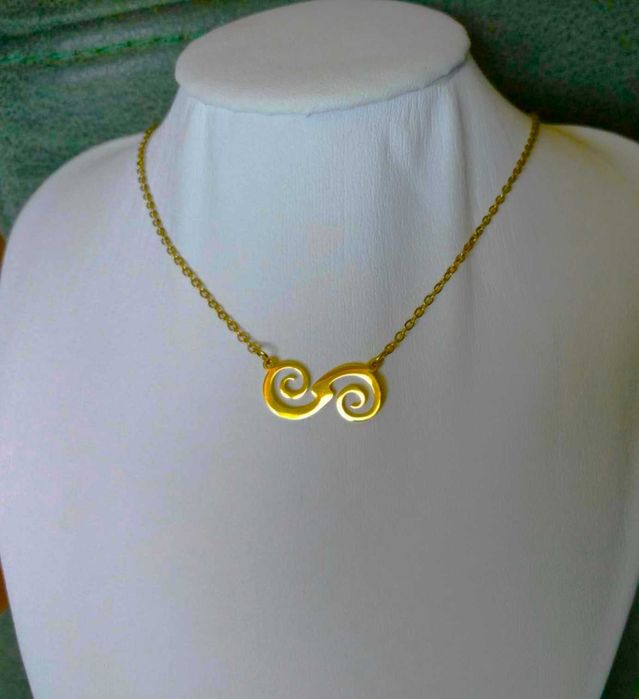 Colar Aço Dourado c/ Infinito Trabalhado NOVO