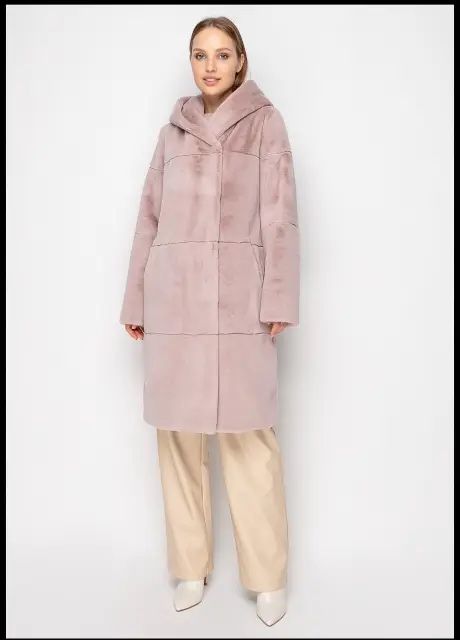 Еко-шуба Samange, колір пудра, розмір S-M