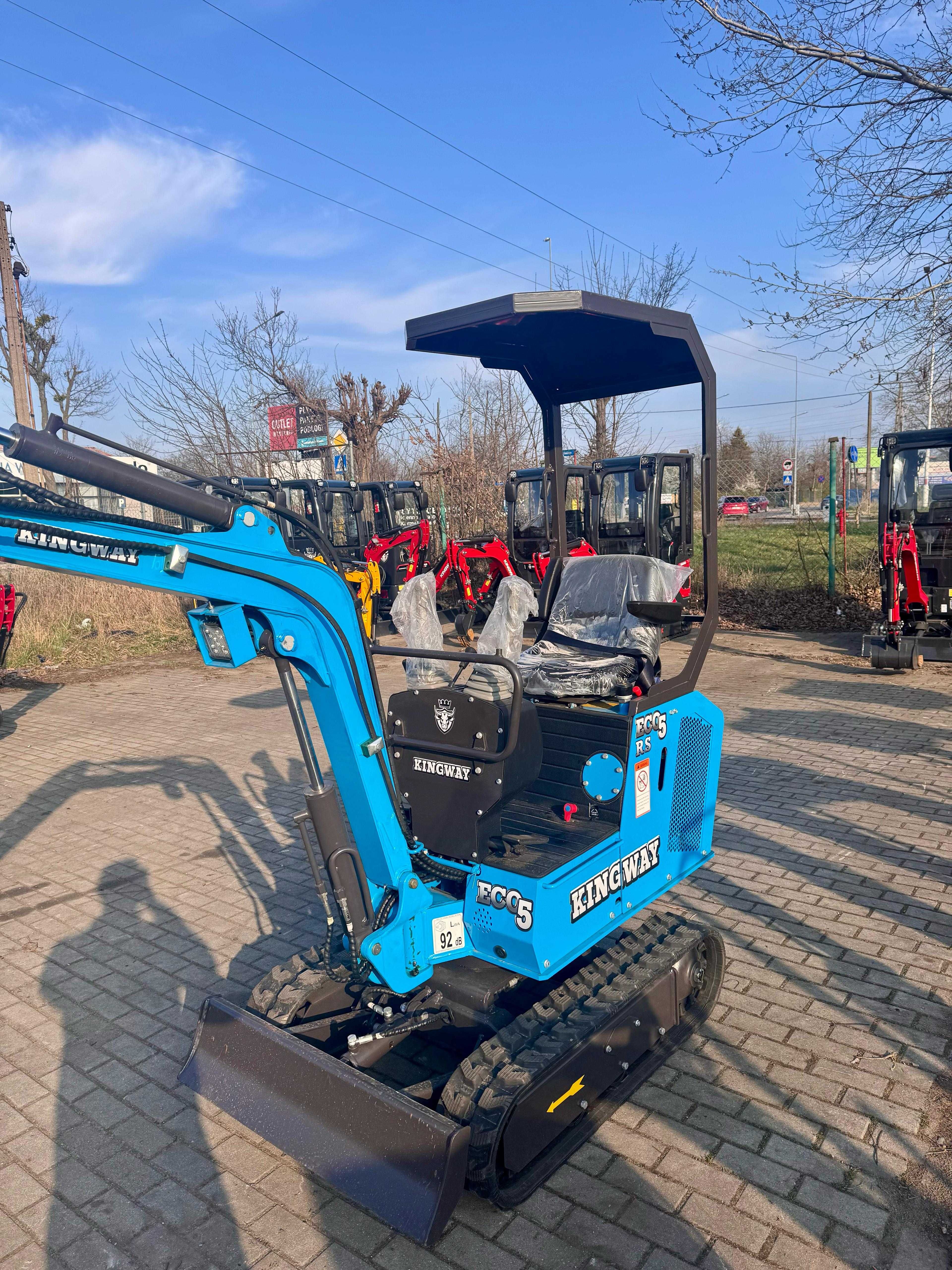 KINGWAY Minikoparka ECO5RS 1000kg +3 ŁYŻKI, Ramie Skrętne, NIEZAWODNA