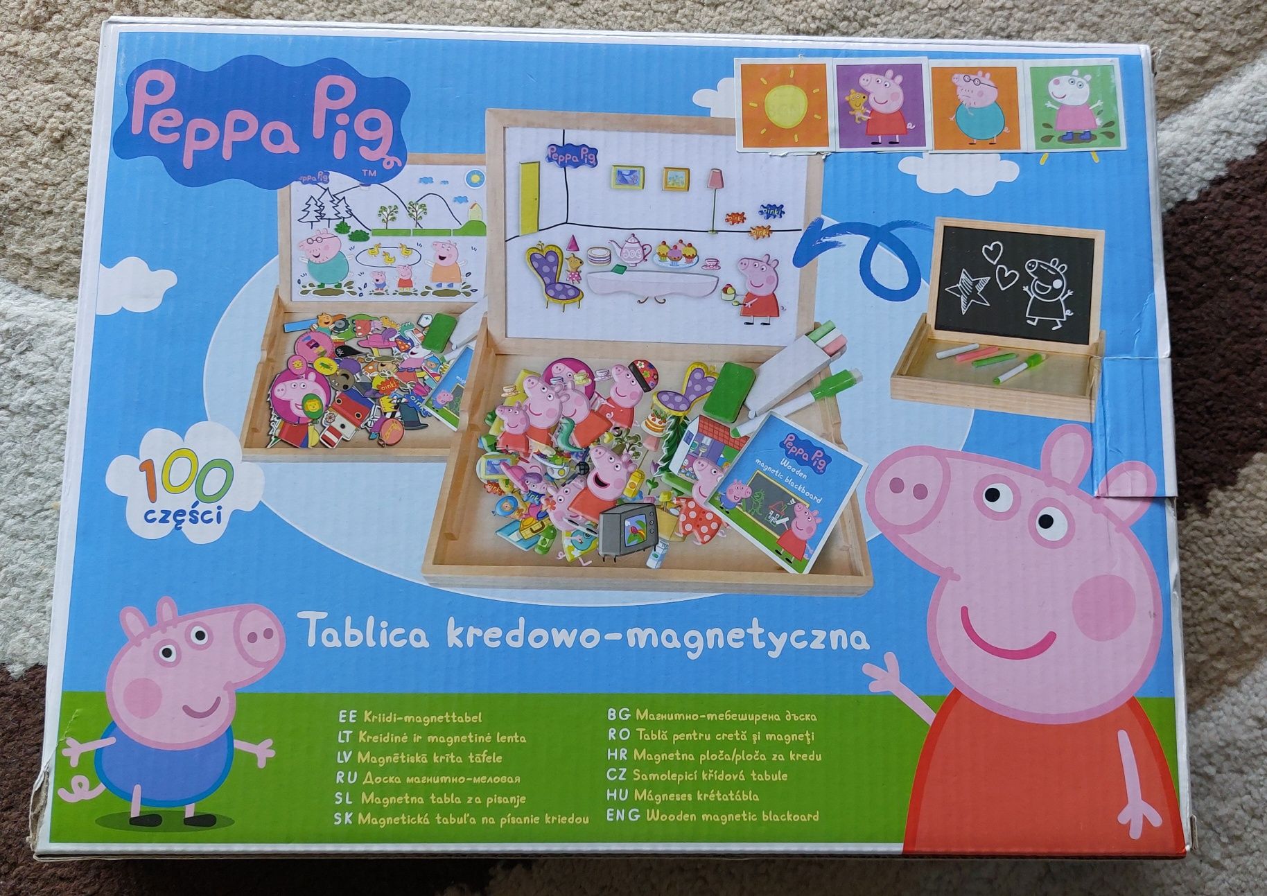 Świnka Peppa puzzle i tablica magnetyczna z magnesami