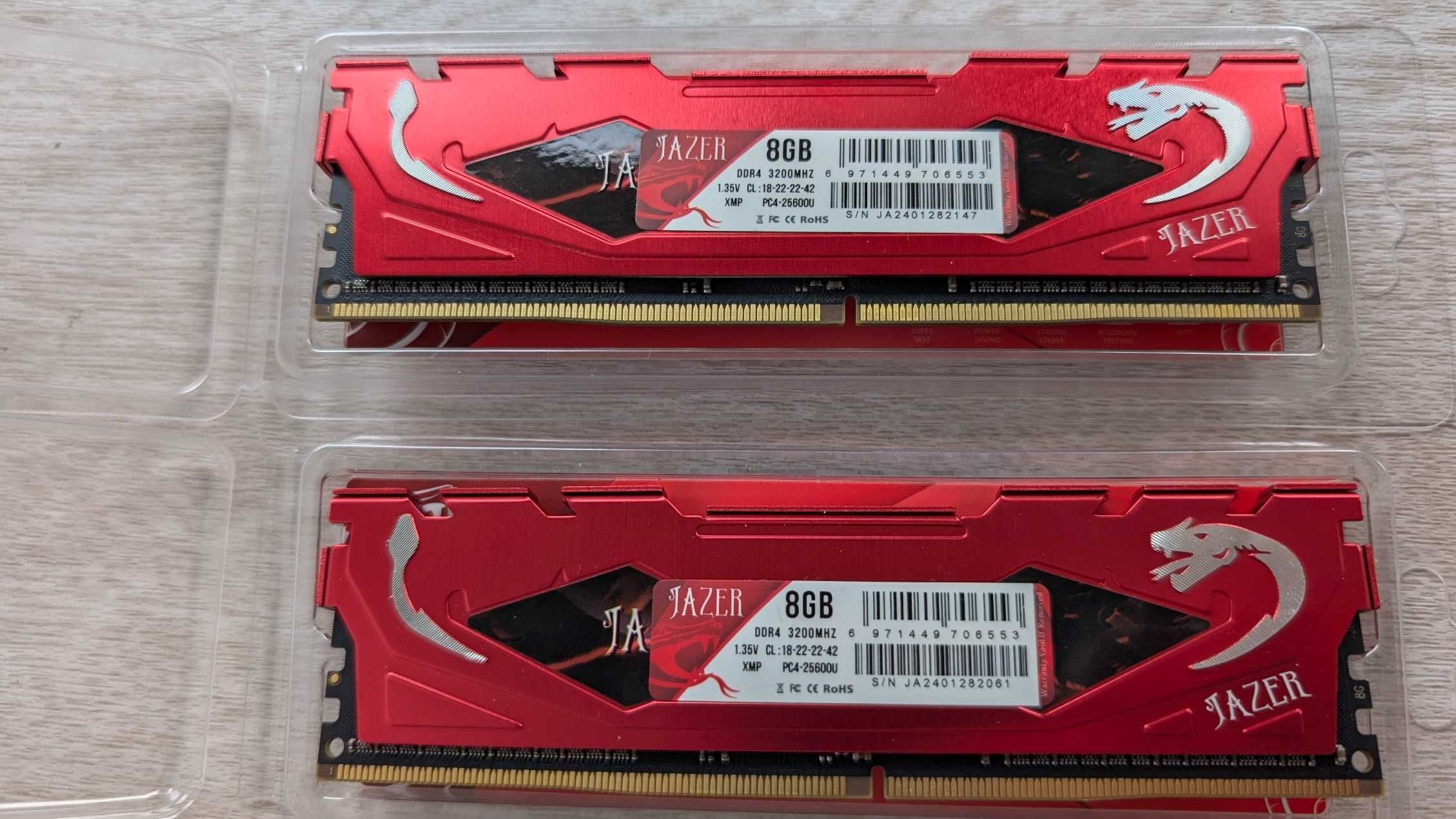 Оперативна пам'ять DDR4 8Gb 3200 MHz JAZER підтримує INTEL+AMD