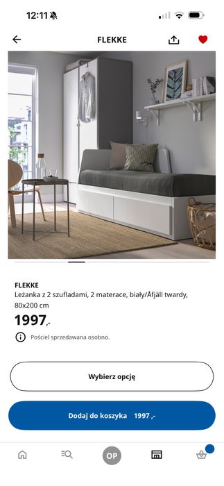 Łóżko Ikea Flekke 80x200 stan idealny