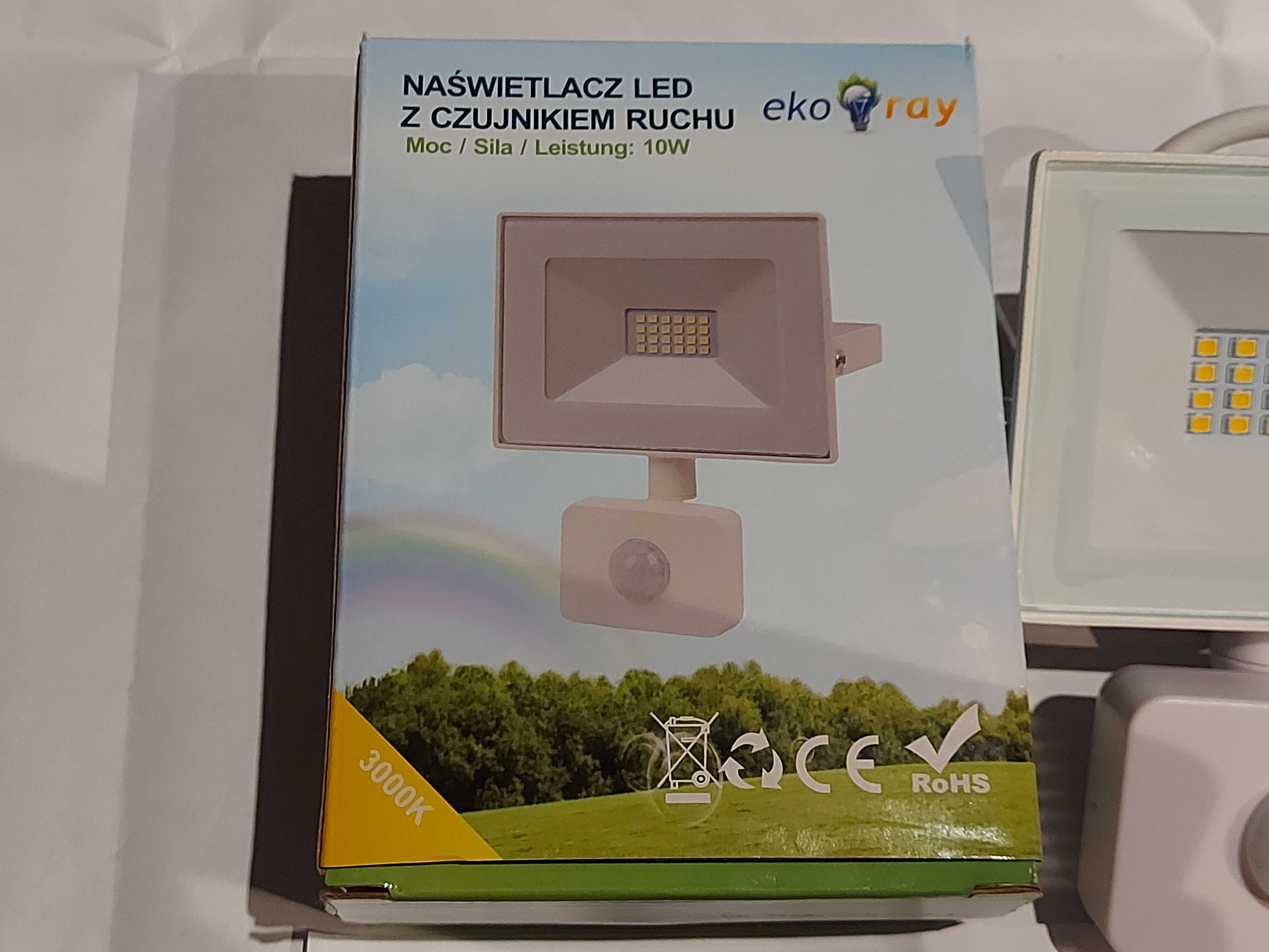 Naświetlacz Halogen 10W z czujnikiem ruchu 3000k 700lm 2szt