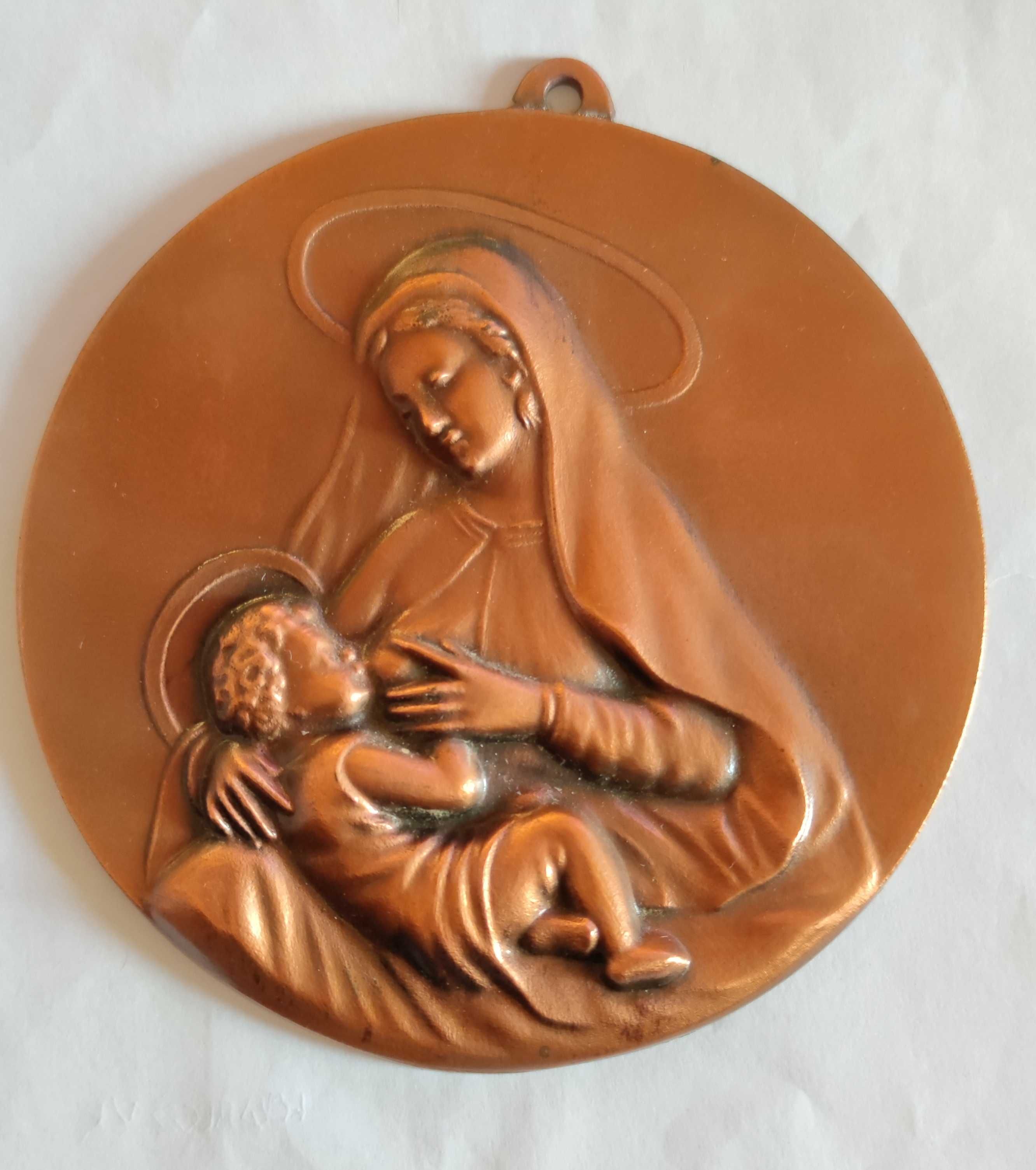 Duży RYNGRAF Matka Boska Karmiącą 13cm / PRL