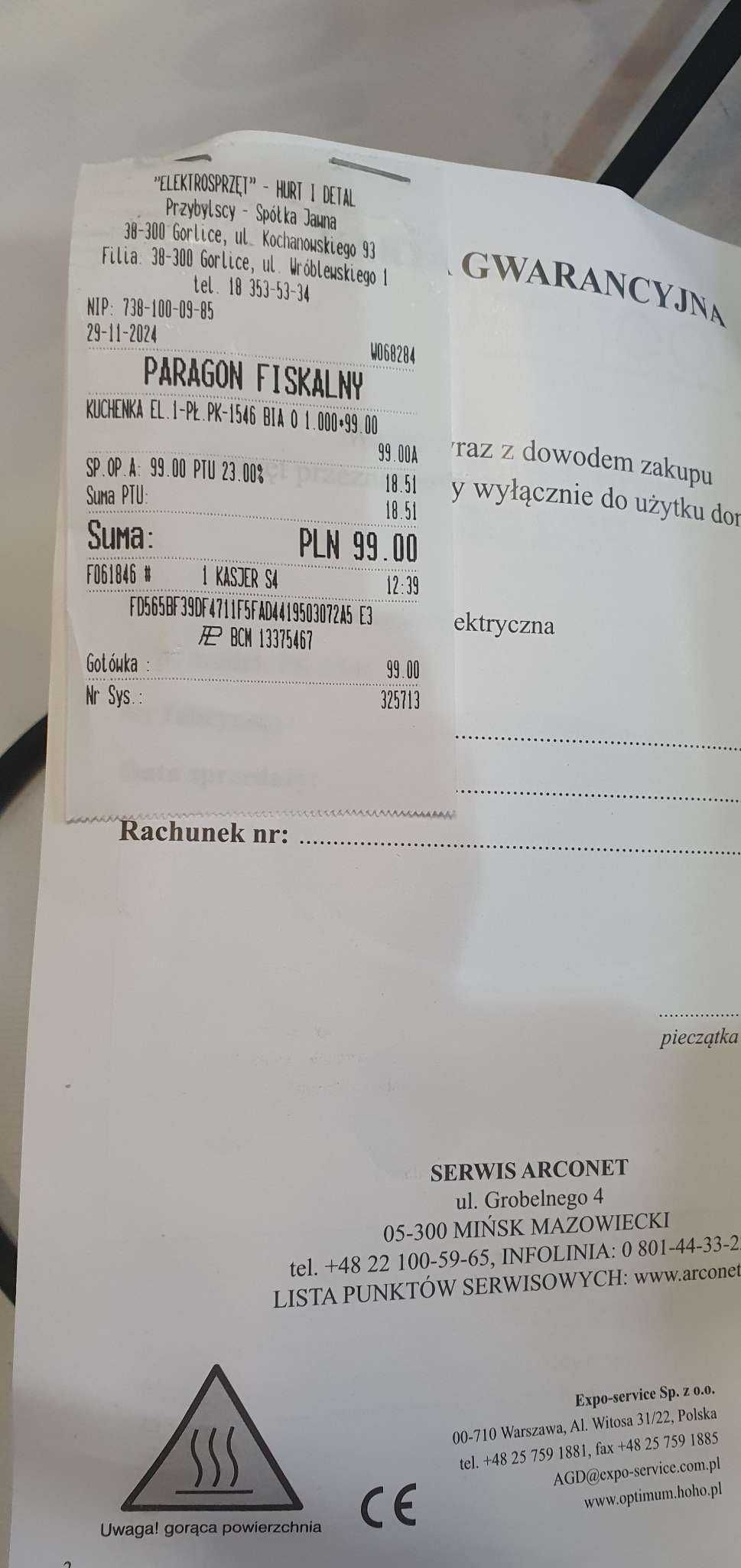 Kuchenka elektryczna 1 pł. Optimun - komismadej.pl Gorlice