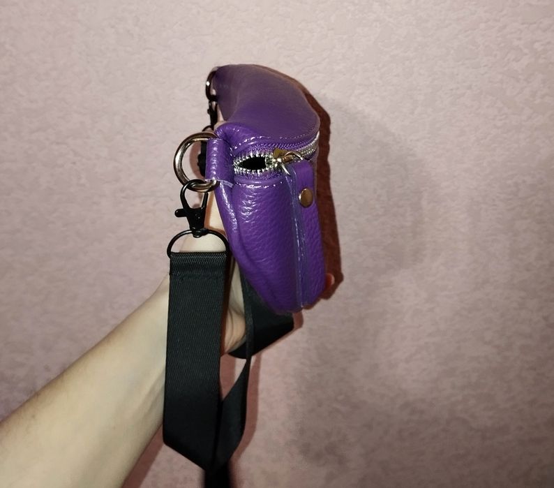 Італійська міні сумка з натуральної шкіри Vera Pelle,фіолетова,яскрава