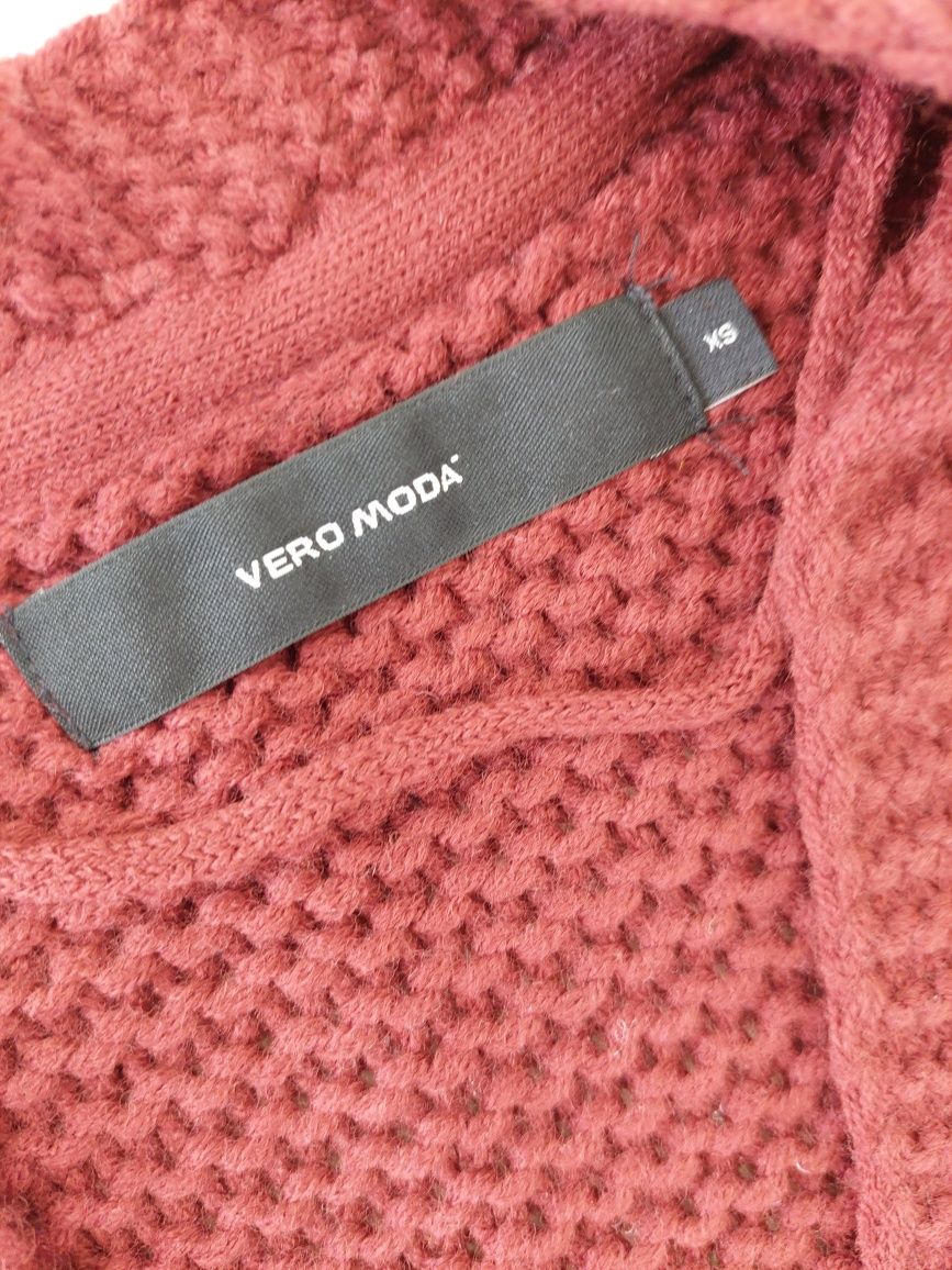 Kardigan sweter Krótki vero moda 34 XS bordowymi burgund