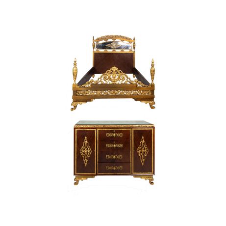Conjunto móveis quarto bronze dourado | Luís XV