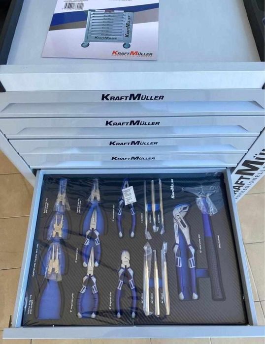 Carrinhos ferramentas 8 gavetas completas p/lateral marca Kraftmuller
