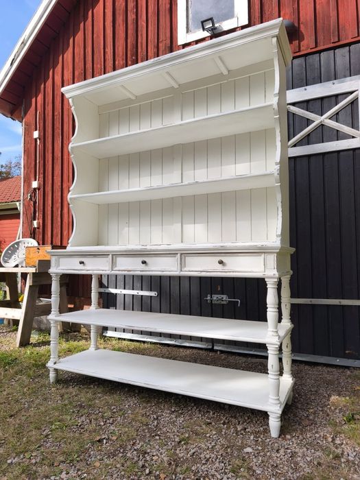 Duży Biały drewniany kredens lite drewno shabby Chic