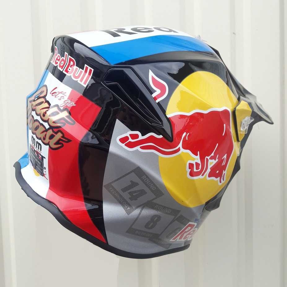 Мото шлем Эндуро Red Bull gloss с очками в комплекте