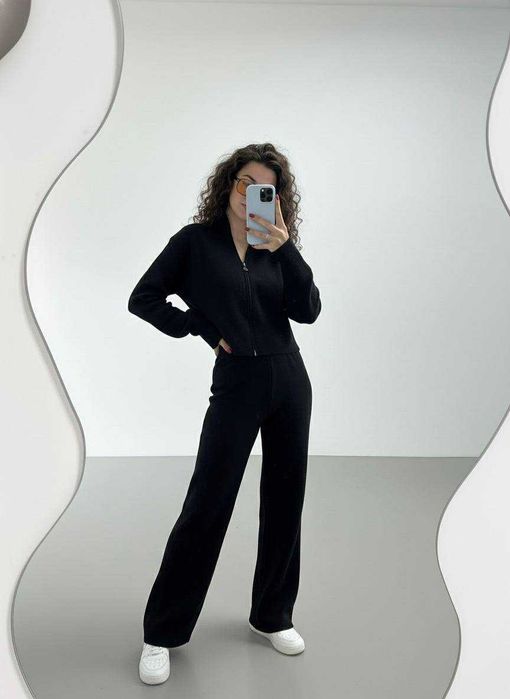 Жіночий теплий ангоровий костюм з ангори кофта і штани палаццо