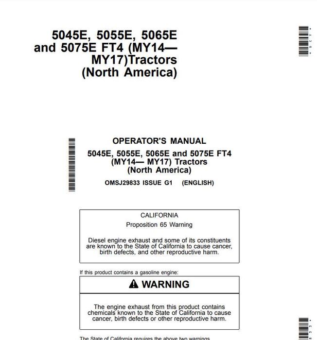 Instrukcja obsługi John Deere 5045E, 5055E, 5065E, 5075E