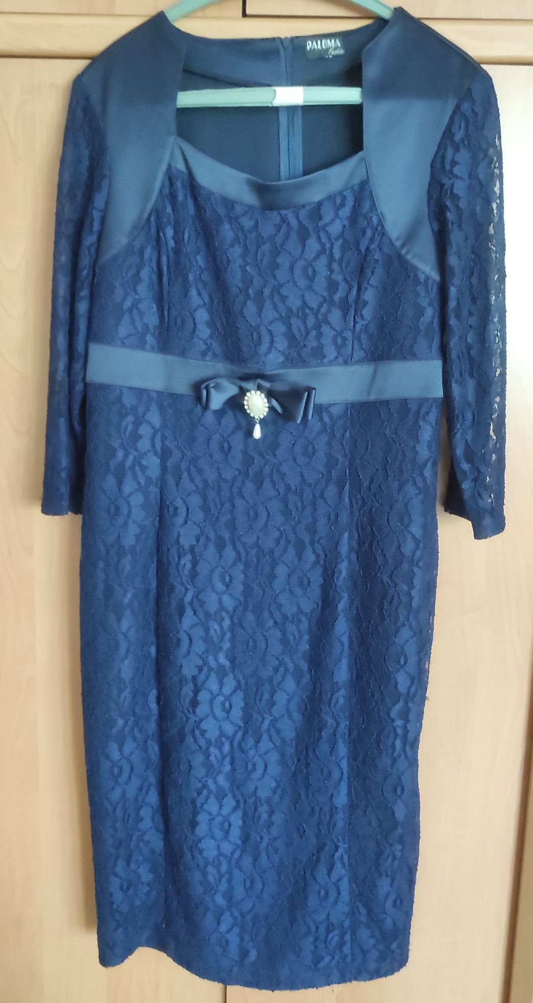 Платье синее + пиджак бежевый  размер 48 костюм