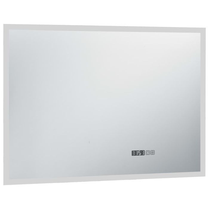 Lustro Łazienkowe LED 100x60 cm z Dotykowym Włącznikiem i Zegarem