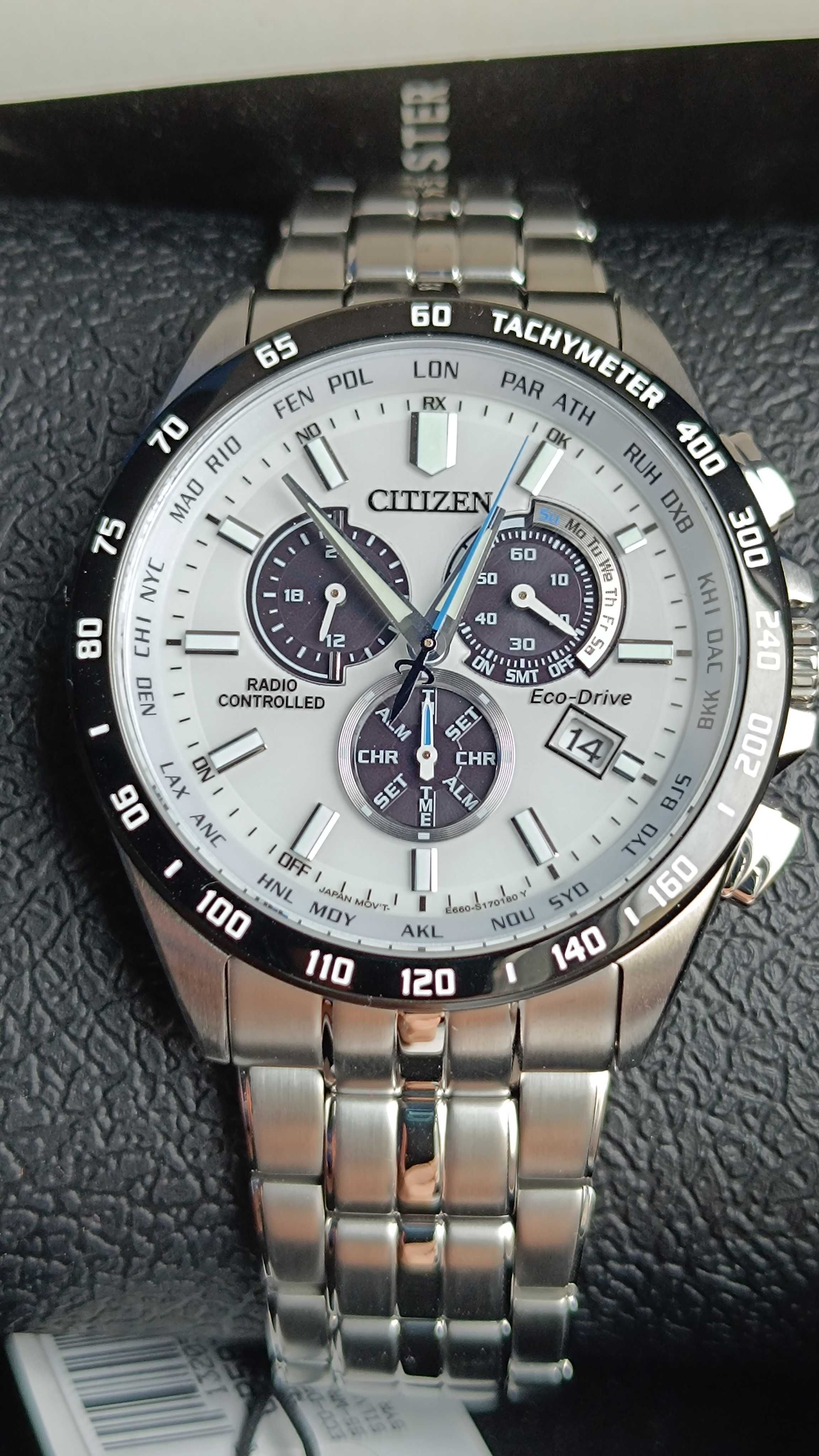 Nowy męski zegarek CITIZEN Oryginalny Gwarancja CB5874-57A Biały