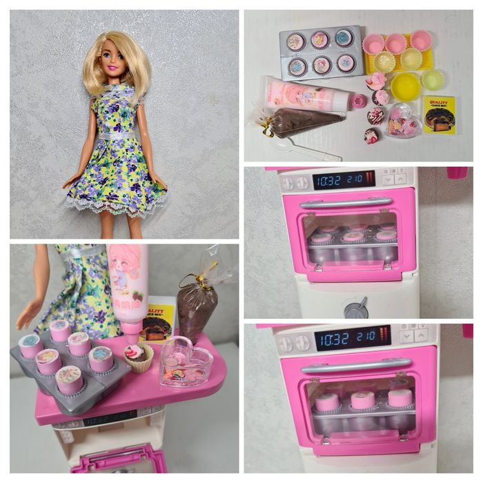 набір меблі лялька Барбі Mattel  кондитер перукар кафе  кухня салон