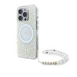 Etui Guess IML Flowers Allover Electro With Pearl Strap MagSafe na iPh