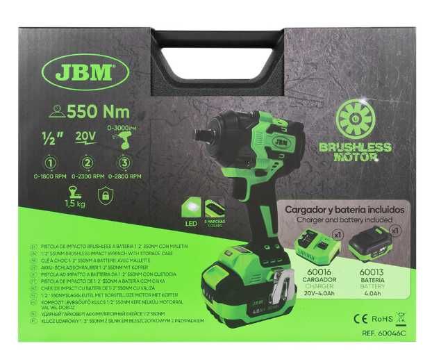 CHAVE DE IMPACTO SEM FIO 1/2" 800NM COM ESTOJO REF: 60046C