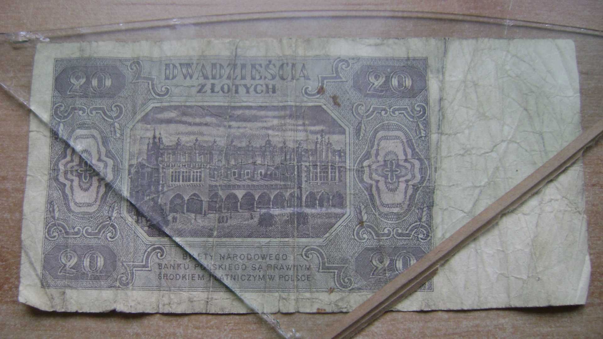 Starocie z PRL - Stare banknoty polskie = 20 zł z 1948r. TANIO