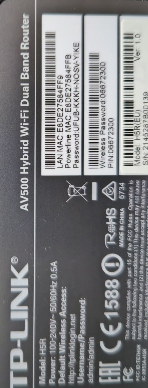 TP-Link hybrid wifi h5 kit