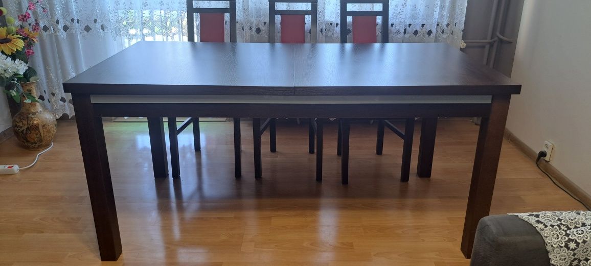 Stół z krzesłami, kolor Venga, 160 x 80, jadalnia/salon